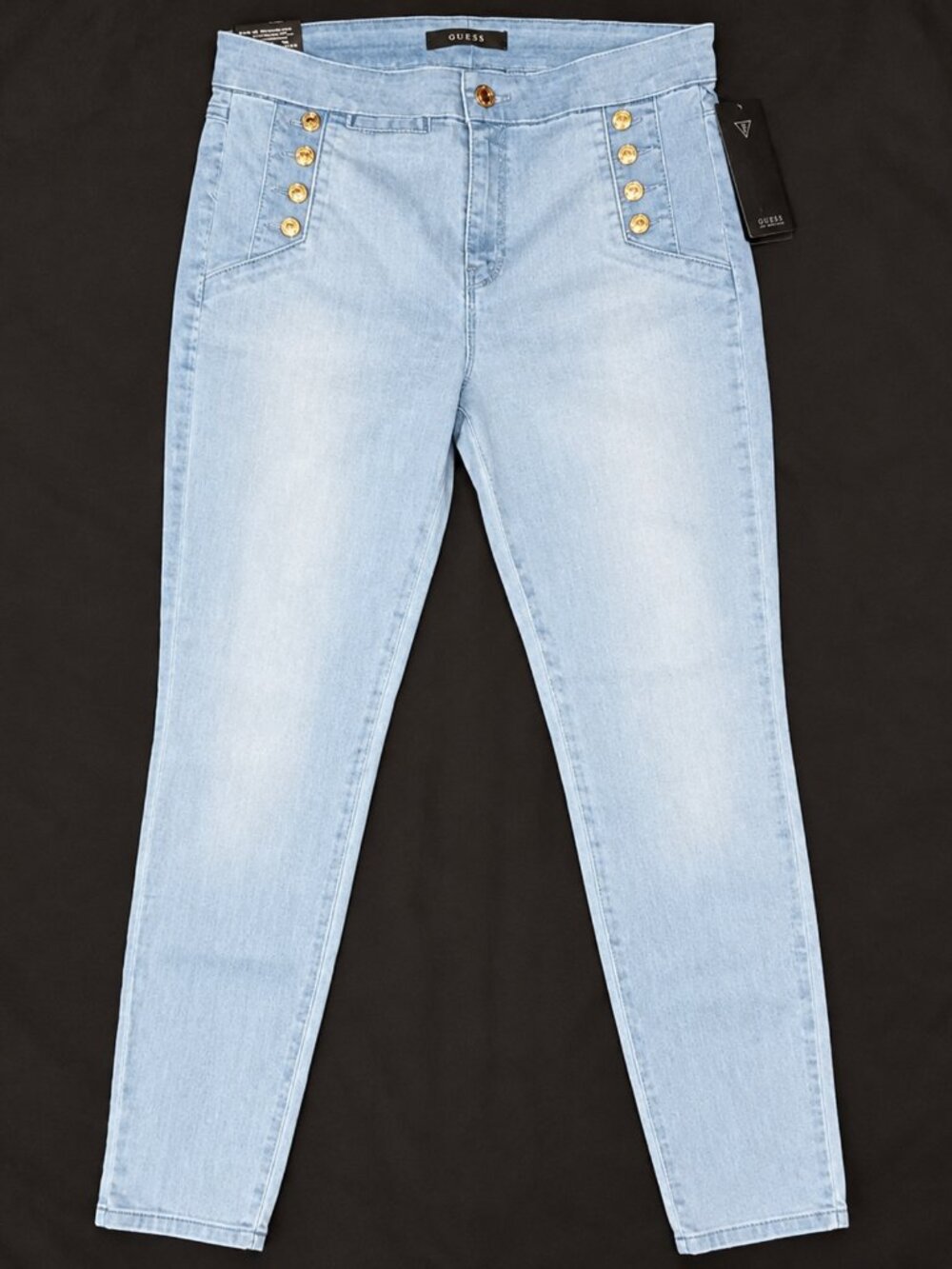 NWT GUESS Size 29 Butt Sculpting Push Up Jeans Light Wash Gold Buttons